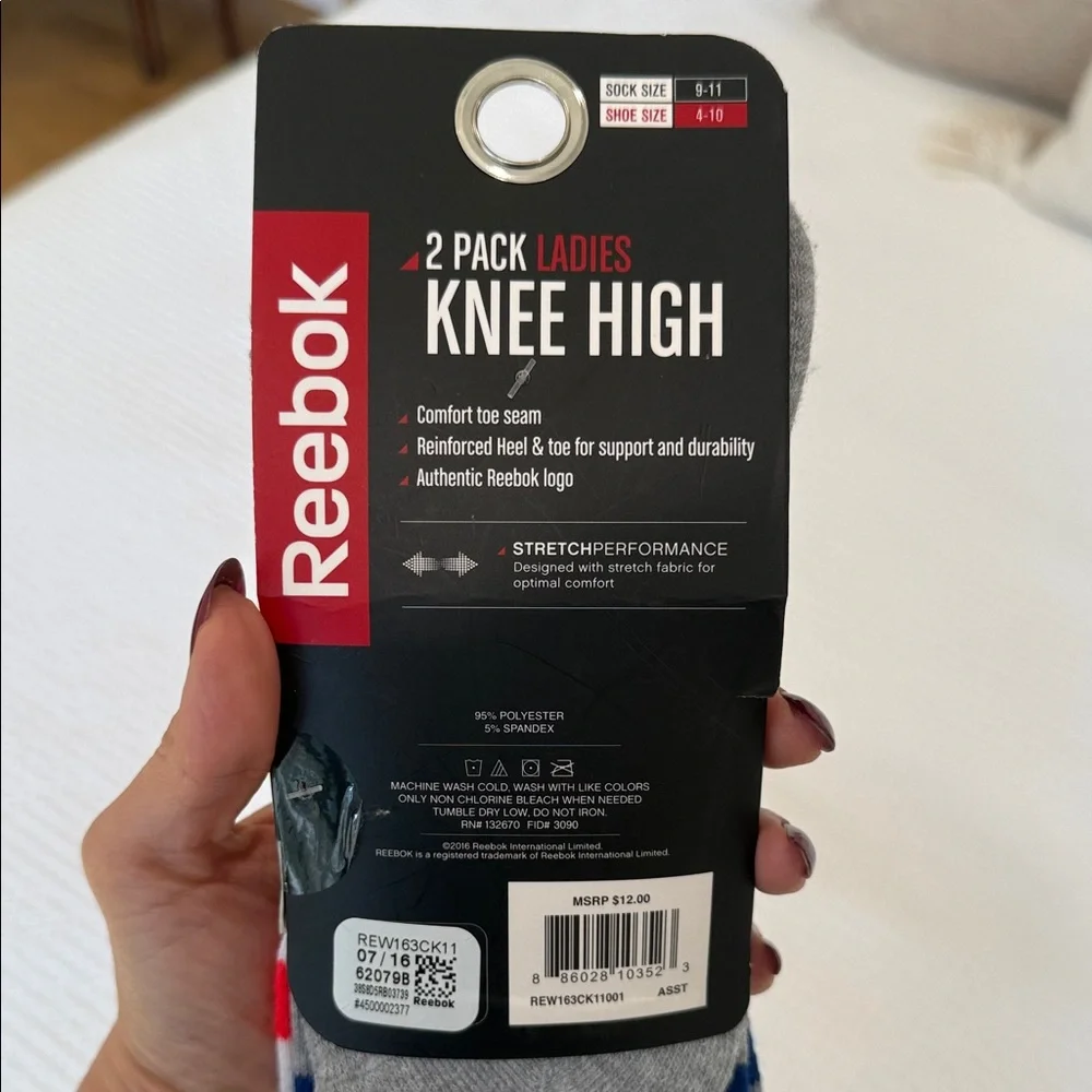 Reebok Red, White, Blue Knee High Socks NWT